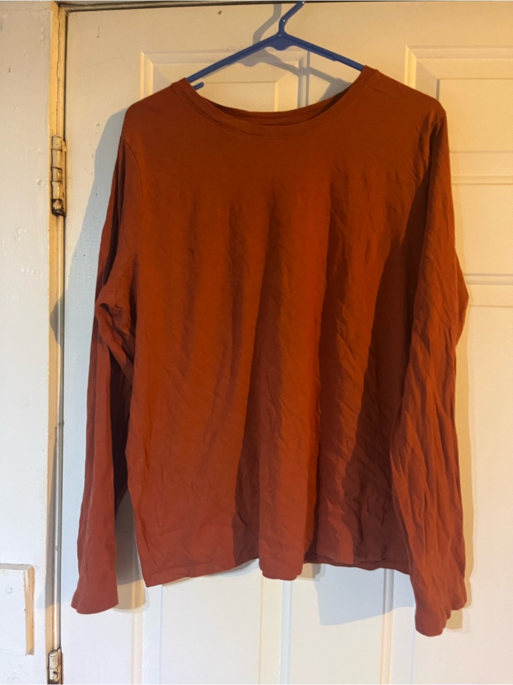 Time and Tru Men's Long-Sleeve Crewneck Shirt - Burnt Orange
